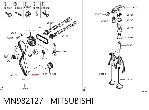 Polea correa distribución MN982127 Mitsubishi