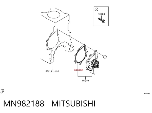 Junta de bomba de agua MN982188 Mitsubishi