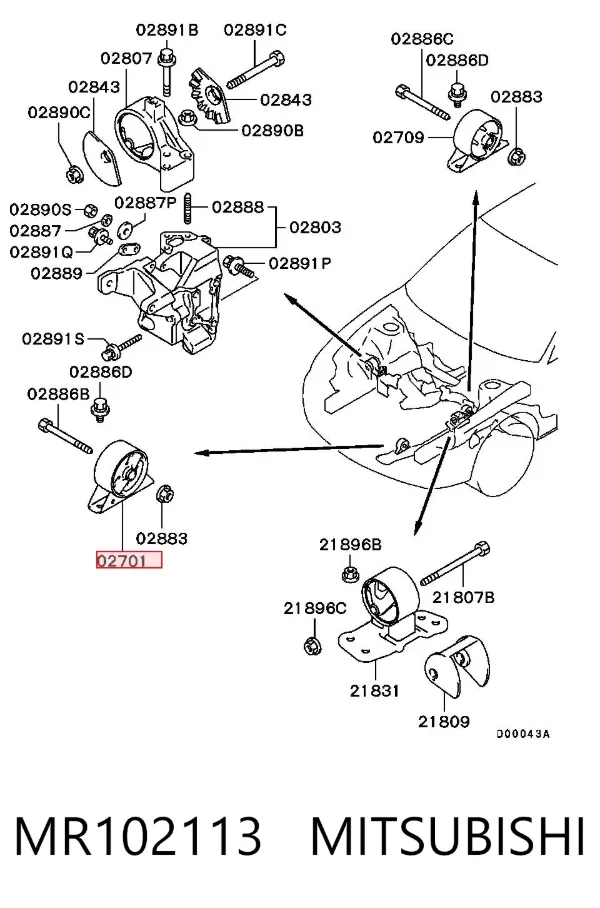 Soporte de motor delantero MR102113 Mitsubishi