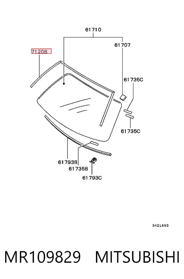 Moldura superior del parabrisas MR109829 Mitsubishi