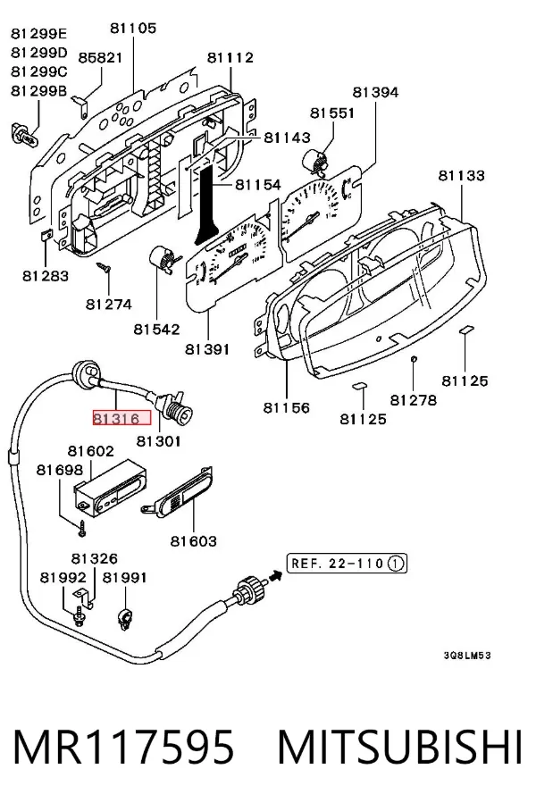 Cable velocímetro MR117595 Mitsubishi