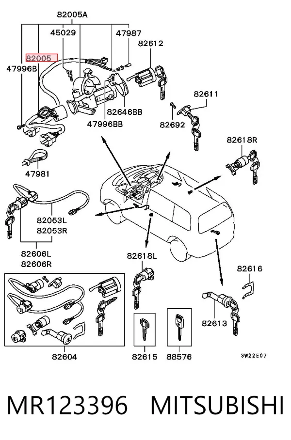Conmutador de arranque MR123396 Mitsubishi