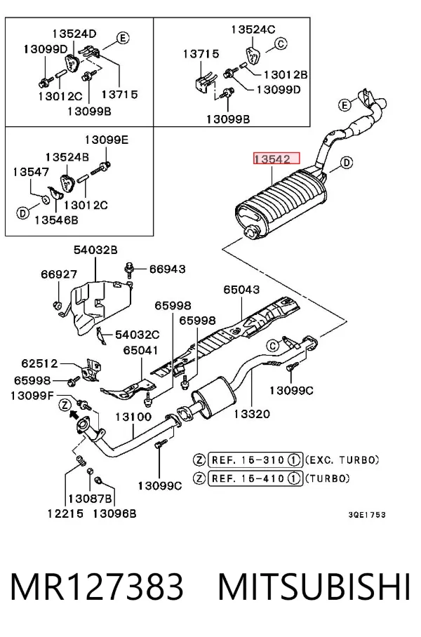 Silenciador central MR127383 Mitsubishi