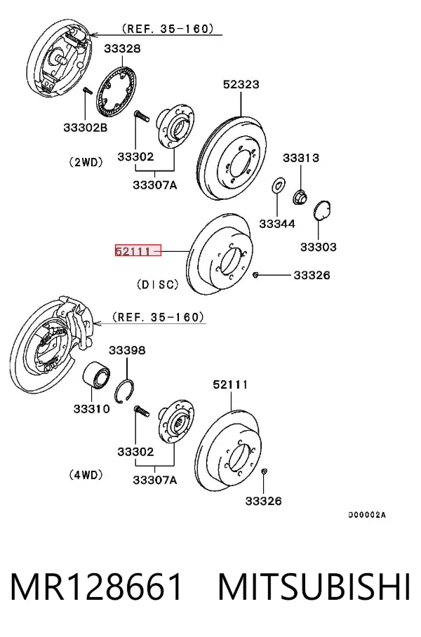 Disco de freno trasero MR128661 Mitsubishi
