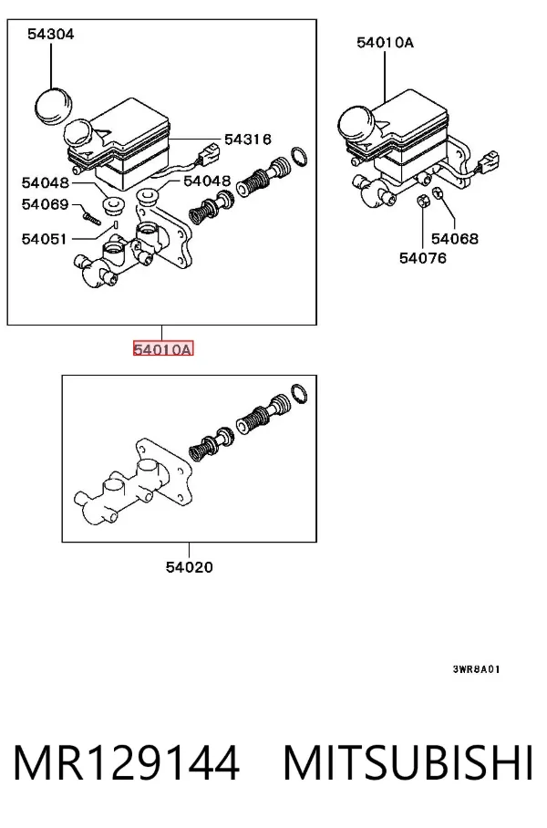 Cilindro maestro de frenos MR129144 Mitsubishi