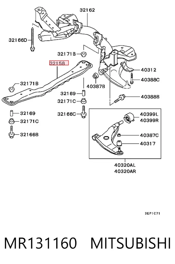 Viga de soporte del motor MR131160 Mitsubishi