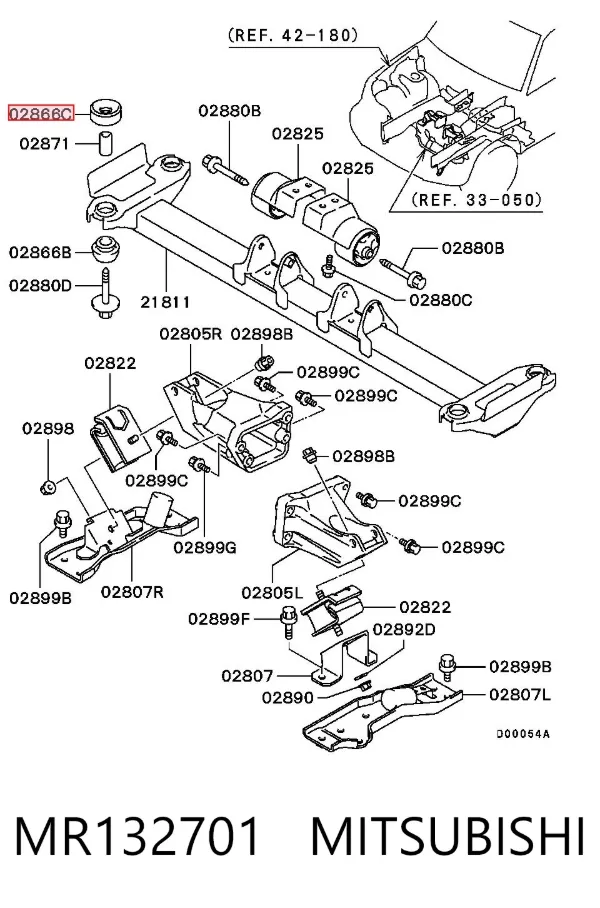 Buje silencioso del subchasis delantero MR132701 Mitsubishi