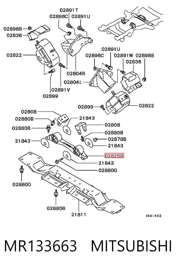 Soporte de motor trasero MR133663 Mitsubishi