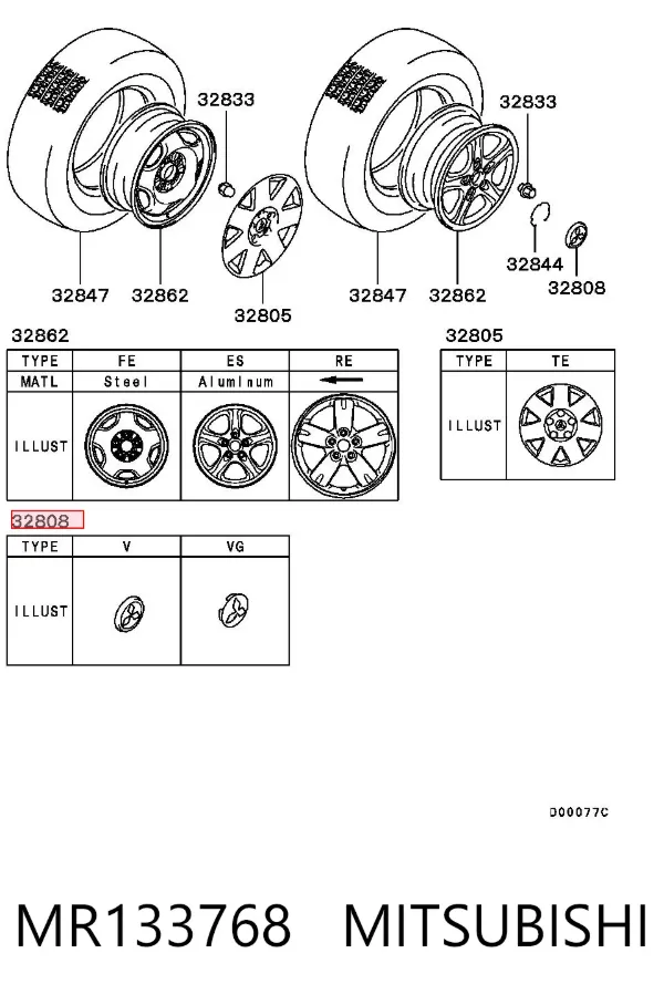 Tapacubos MR133768 Mitsubishi