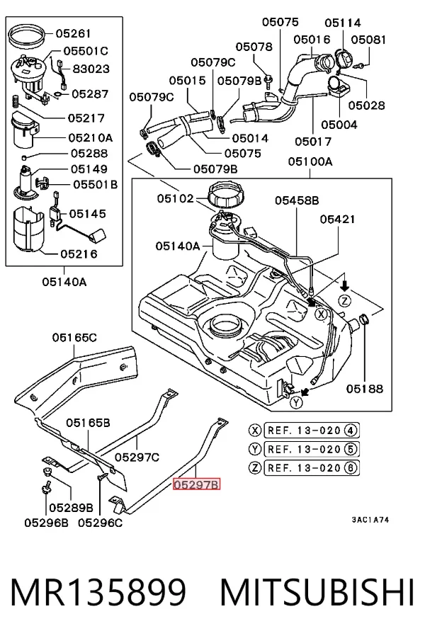 Soporte del tanque de combustible MR135899 Mitsubishi