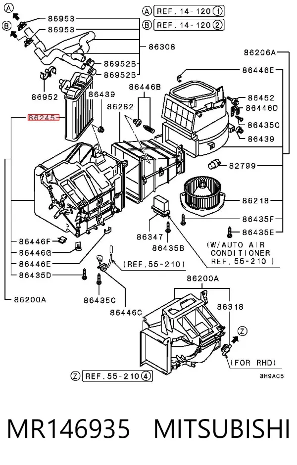 Radiador calefacción MR146935 Mitsubishi