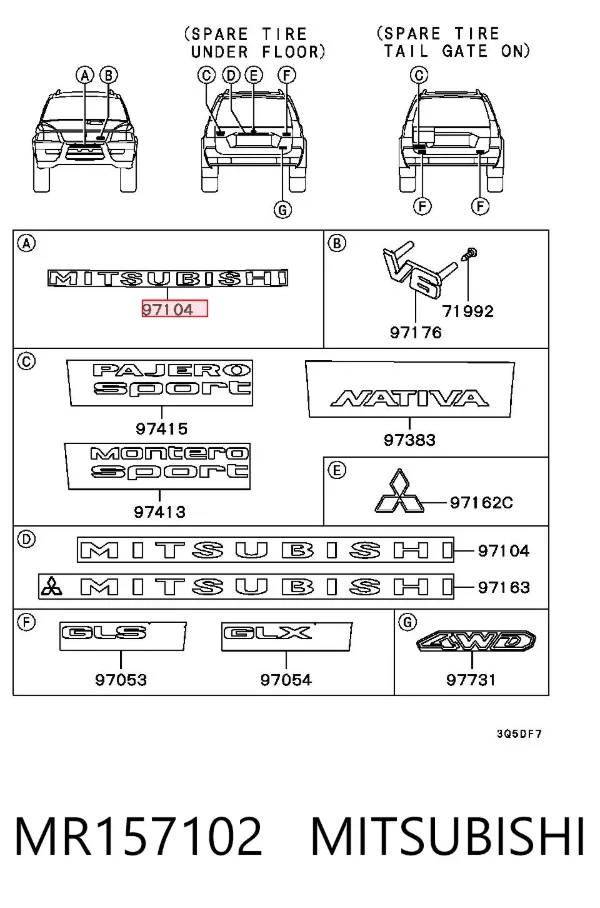 Emblema Mitsubishi Pajero SPORT I
