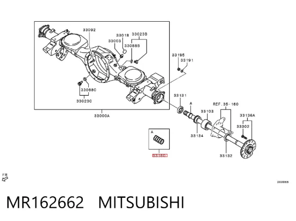 Anillo de retención del rodamiento del semieje trasero MR162662 Mitsubishi