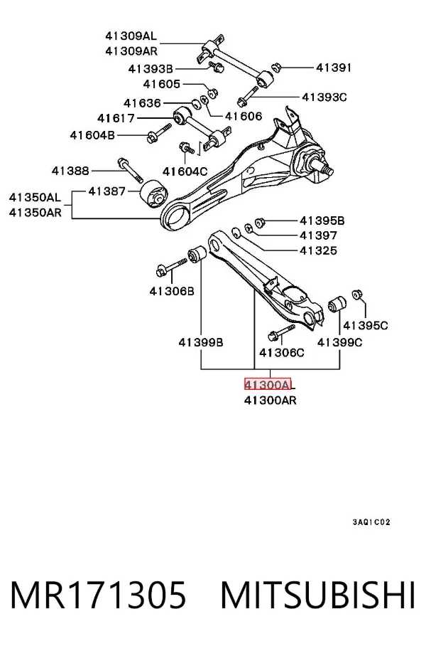Brazo suspension trasero inferior izquierdo MR171305 Mitsubishi