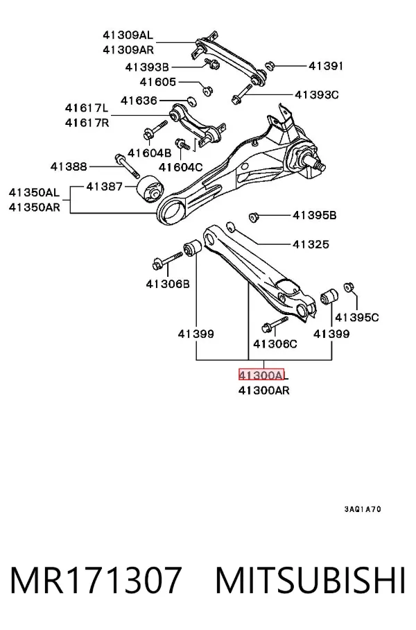 Brazo suspension trasero inferior izquierdo MR171307 Mitsubishi