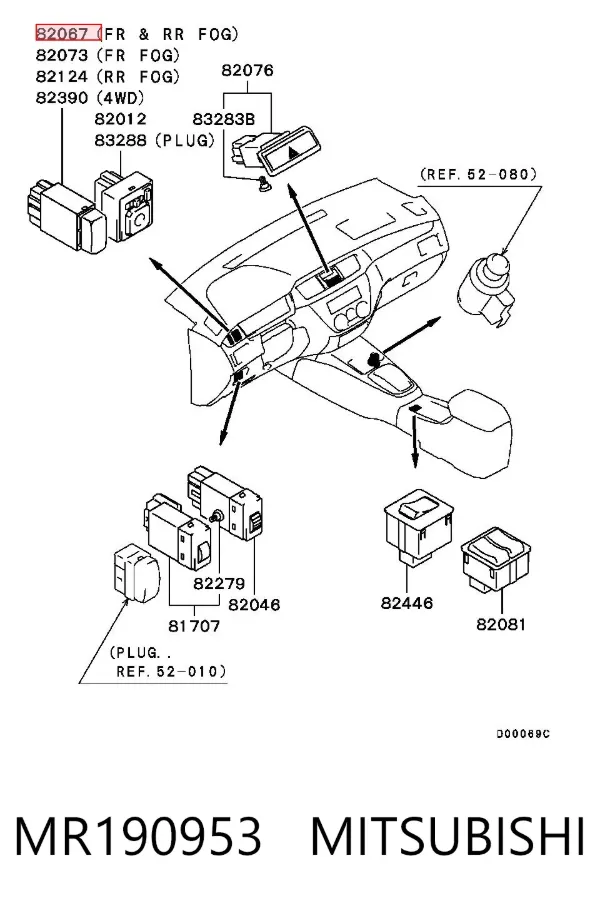 Interruptor de las luces antiniebla MR190953 Mitsubishi