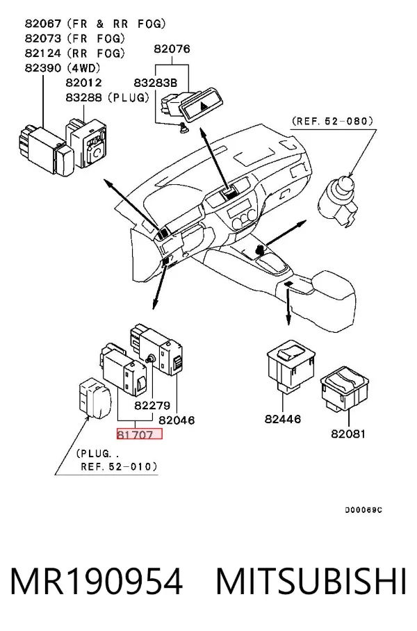 Regulador de intensidad del panel de instrumentos MR190954 Mitsubishi