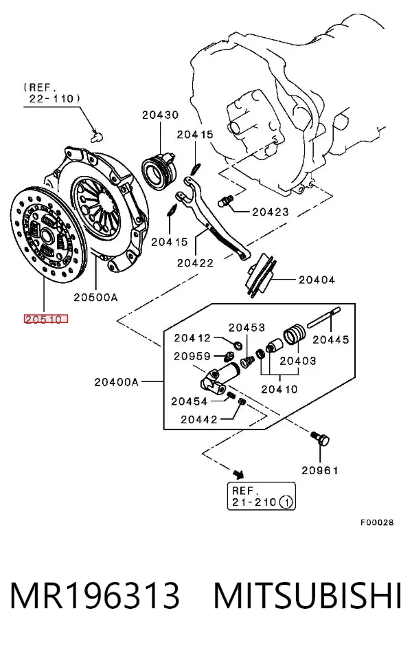 Disco de embrague MR196313 Mitsubishi