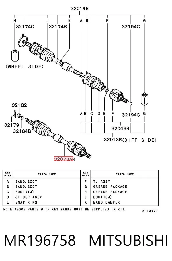 Junta homocinetica MR196758 Mitsubishi