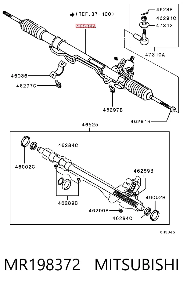 Cremallera de dirección MR198372 Mitsubishi
