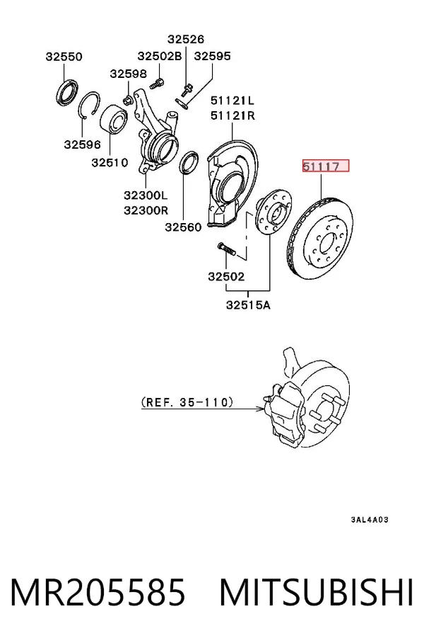 Disco de freno MR205585 Mitsubishi