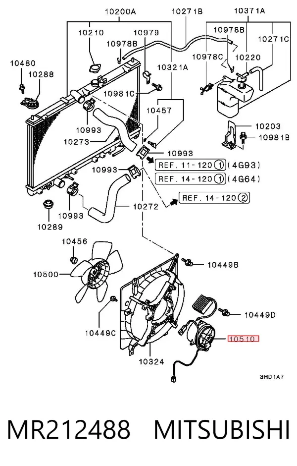 Ventilador del motor MR212488 Mitsubishi