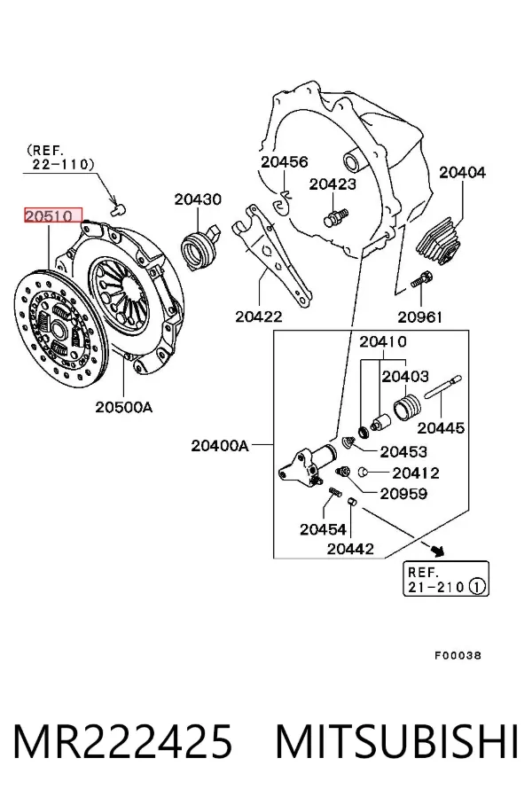 Disco de embrague MR222425 Mitsubishi