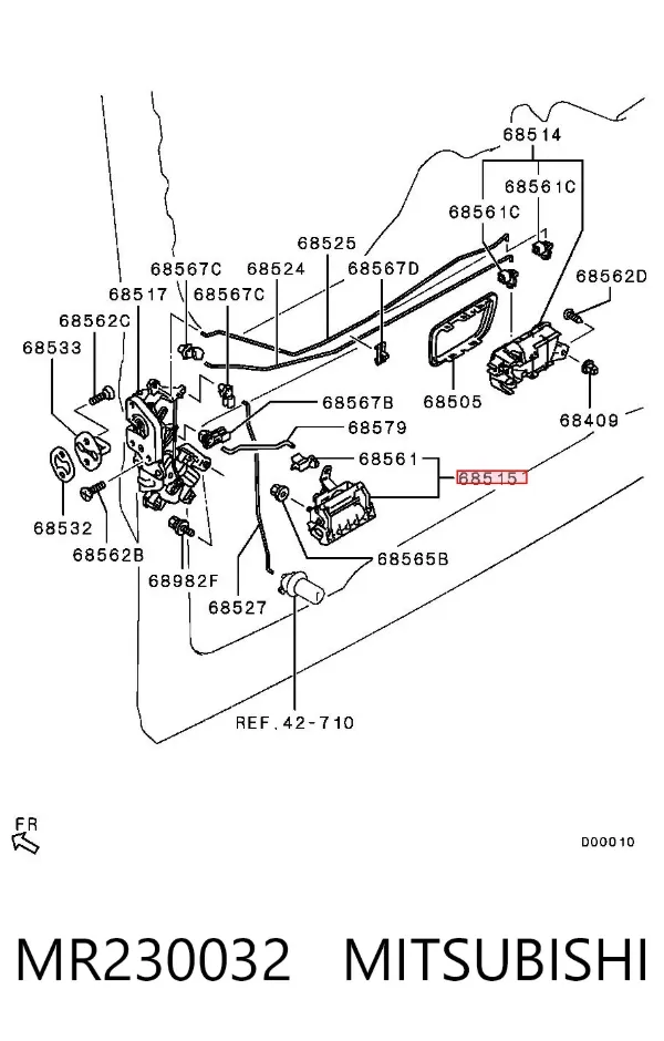 Tirador de puerta de maletero exterior MR230032 Mitsubishi