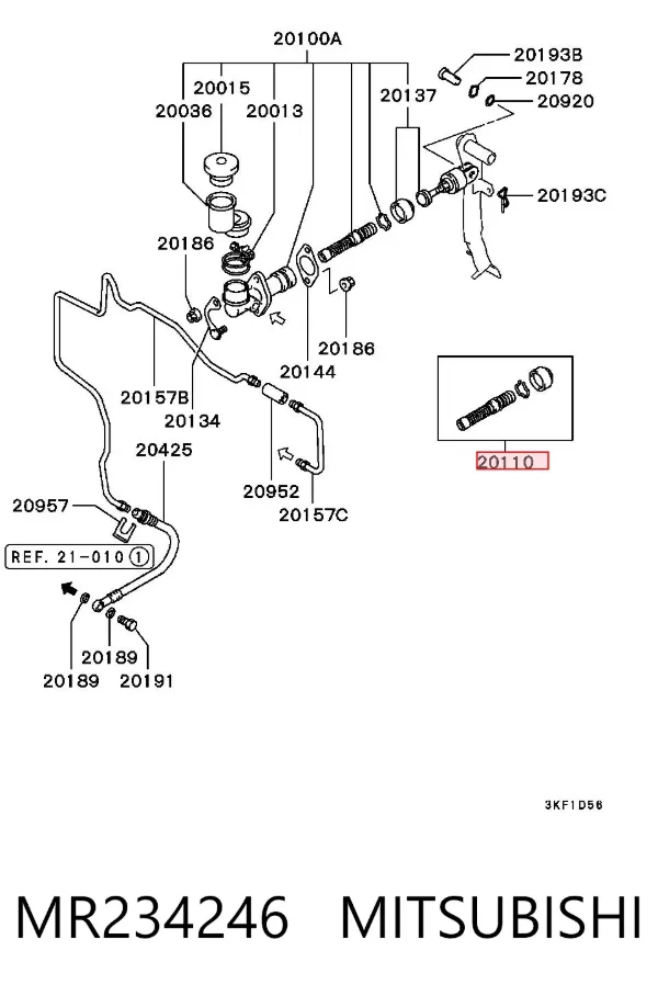 Juego de reparación cilindro maestro de embrague MR234246 Mitsubishi