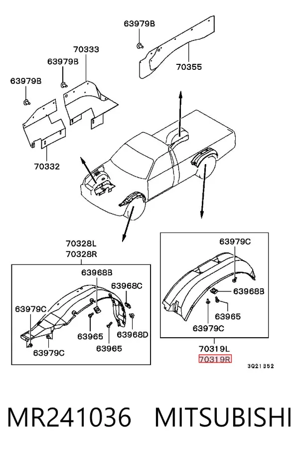 Guardabarros trasero derecho MR241036 Mitsubishi