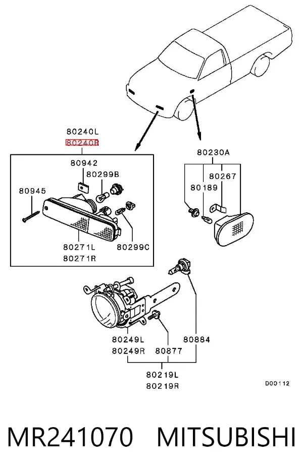 Intermitente derecho MR241070 Mitsubishi