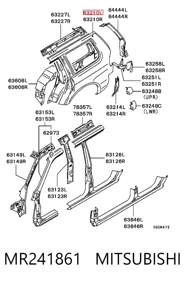 Aleta trasera izquierda MR241861 Mitsubishi