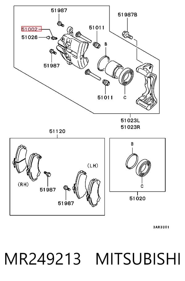 Válvula de purga de la pinza de freno delantera MR249213 Mitsubishi