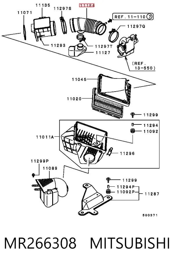 Manguito de aire del medidor de masa de aire Mitsubishi Montero SPORT