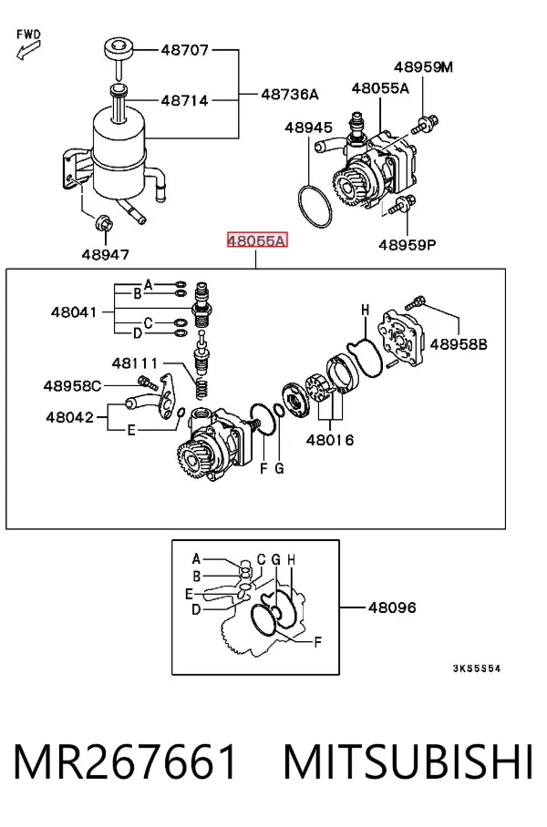 Bomba de dirección MR267661 Mitsubishi