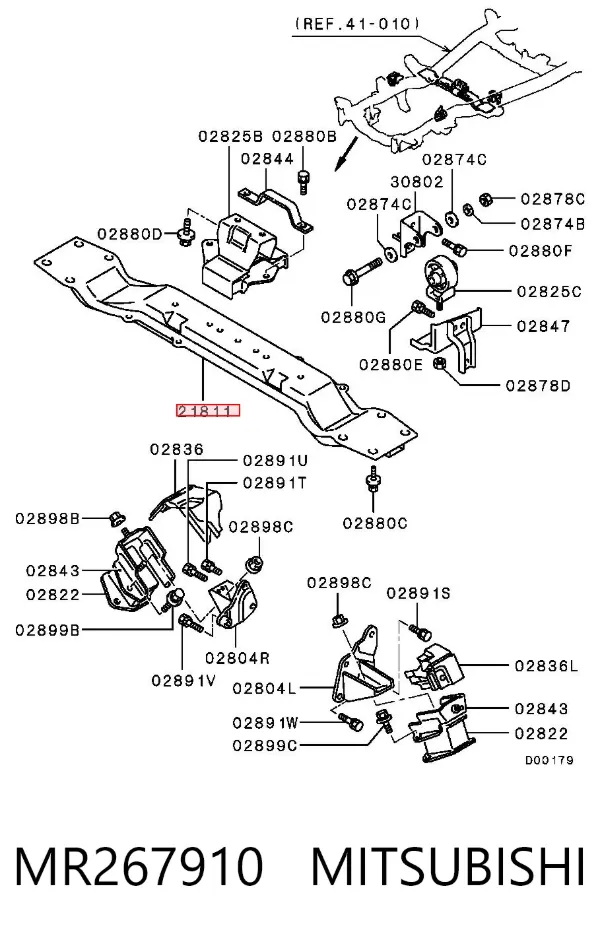 Soporte de la caja de cambios MR267910 Mitsubishi