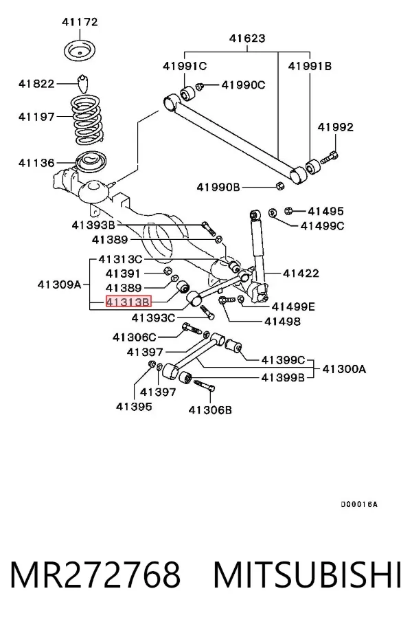 Buje del brazo longitudinal superior trasero MR272768 Mitsubishi