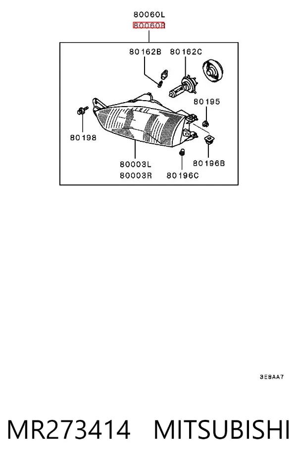 Faro derecho MR273414 Mitsubishi