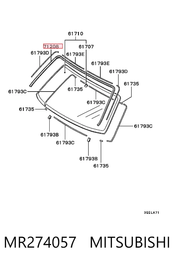 Moldura de parabrisas MR274057 Mitsubishi