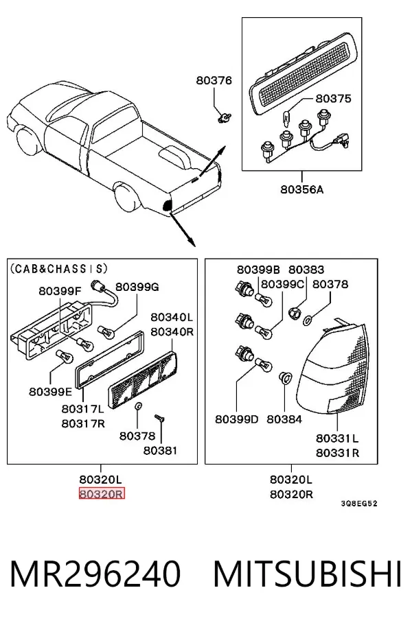 Piloto trasero derecho MR296240 Mitsubishi