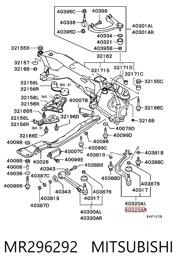 Brazo inferior derecho de la suspensión delantera MR296292 Mitsubishi