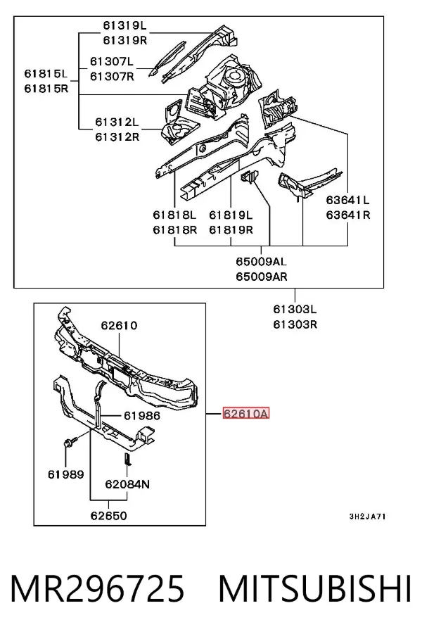 Soporte de radiador MR296725 Mitsubishi