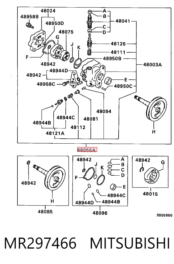 Bomba de dirección MR297466 Mitsubishi