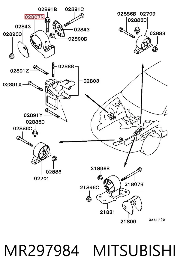 Soporte de motor derecho MR297984 Mitsubishi
