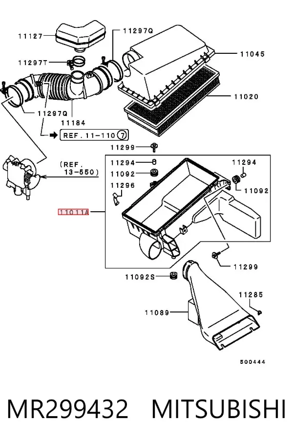 Caja del filtro de aire, parte inferior MR299432 Mitsubishi