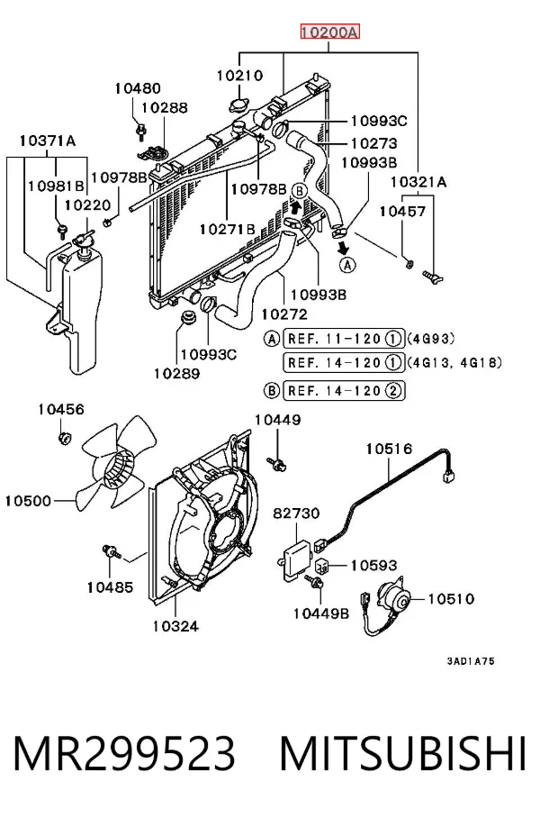 Radiador MR299523 Mitsubishi