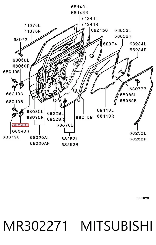 Bisagra de puerta trasera izquierda MR302271 Mitsubishi