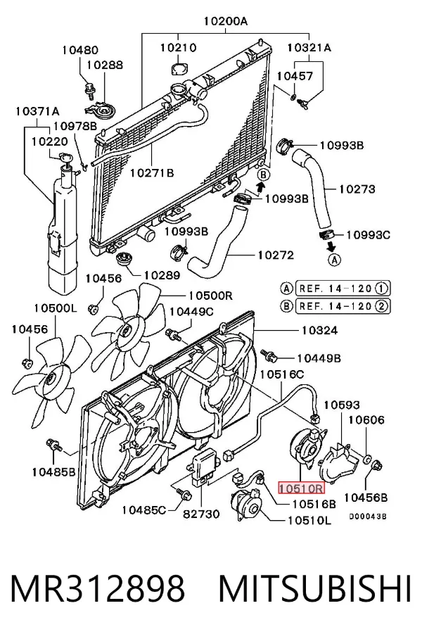 Motor del ventilador de refrigeración izquierdo MR312898 Mitsubishi