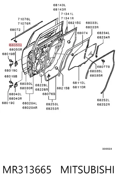 Bisagra de puerta trasera izquierda MITSUBISHI MR313665