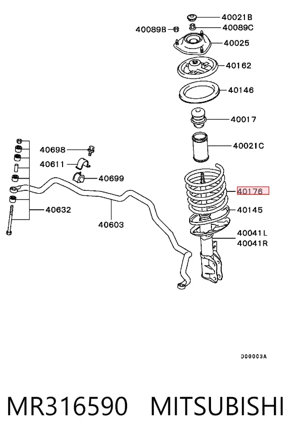 Muelle delantero MR316590 Mitsubishi